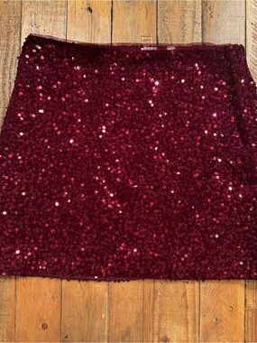 GAP burgundy Sequin Mini Skirt